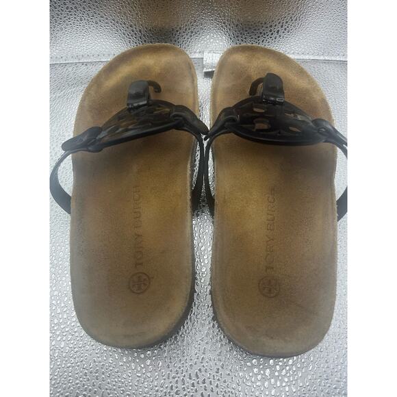 Tory Burch Miller Cloud Black Patent Sandals Flip Flops Women’s Size 7 - Picture 4 of 5